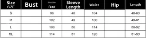 Detailed size guide table for women's halter neck shirt including bust and sleeve measurements