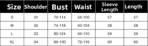 Detailed size chart for slim fit knit top showing shoulder, bust, and length measurements