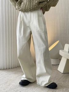 Women High Waist Wide Leg Suit Pants Elegant Office Commute Straight Trousers Solid Color Draped Loose Casual Long Pants