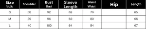 Detailed size chart for stylish fitted blazer with shoulder bust and sleeve measurements