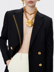 Damen Elegant Einreihig Blazer Metallknöpfe Lineal Stickerei Formelle Büro Arbeitskleidung Professionelle Jacke Anzug Oberbekleidung