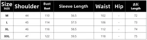 Detailed size chart for floral blazer including shoulder, bust, and sleeve measurements