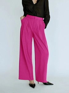 Damen Hohe Taille Weites Bein Hose Casual Locker Einfarbig Drapierte Koreanischen Stil Mode Schick Volle Länge Hose Für Büro Alltag