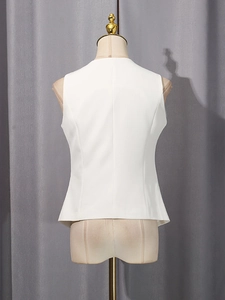 Elegant white tailored vest top for women featuring a slim fit silhouette and structured back