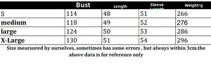Size chart showing bust, length, and sleeve measurements for the knit cardigan sweater