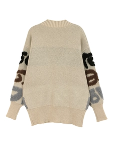 Gilet beige surdimensionné avec motif jacquard abstrait texturé sur les manches