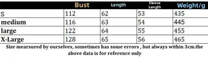 Size chart for women's V-neck striped knit sweater showing measurements from S to XL