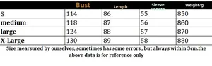 Size chart for women's knit cardigan showing bust length and weight details