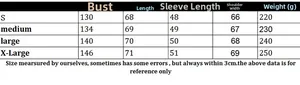 Detailed size chart for long sleeve hollow out knit beach cover up showing S to XL dimensions
