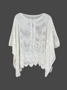 Haut de plage au crochet blanc perle pour femme avec maille ajourée style bohème