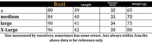 Detailed size guide table for women's round neck vest showing chest and length measurements