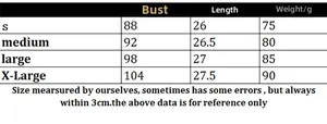 Detailed size guide table for women knit sleeveless V-neck vest in S to XL sizes