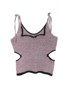 Damen Strickweste in Violett mit quadratischem Ausschnitt, Trägern und Seitenausschnitten