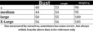 Size chart showing bust and length for hollow sleeveless knitted sweater from S to XL