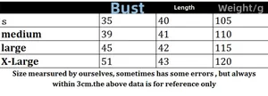 Size chart showing bust, length, and weight for women sleeveless knit sweater tank top