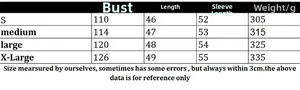 Size chart for cropped long sleeve cardigan sweater showing S to XL measurements