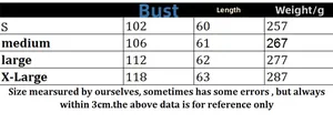 Size chart table for long sleeve horizontal striped sweater showing measurements S to XL