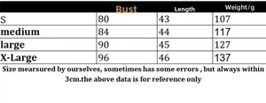 Size chart for women short knit vest showing bust, length, and weight from S to XL