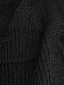 Classic black chunky knit cardigan for women with ribbed texture and soft wool blend fabric
