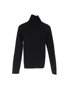 Maglione classico nero a collo alto in maglia a costine con maniche lunghe slim fit