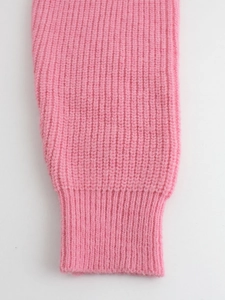 Damen Strickpullover in Pink mit vertikalem Rippenmuster und elastischen Bündchen