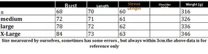 Detailed size chart for elegant off-shoulder knit sweater showing bust and length measures
