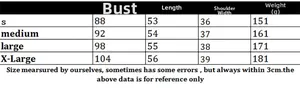 Size guide for women knit backless tank top including chest, length and shoulder measurements