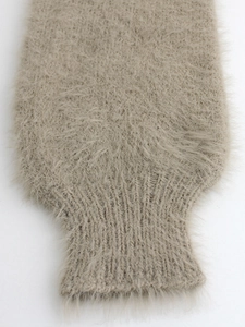 Chic earthy brown knit cardigan with ribbed cuffs and fluffy mohair texture for autumn