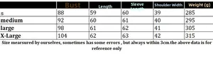 Size chart showing bust, length, and sleeve measurements for women turtleneck sweater