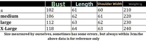 Detailed size chart for women knit vest showing chest, length, and shoulder measurements