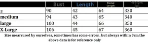 Detailed size chart for women turtleneck sweater with bust and length measurements