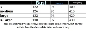Size chart table for women cardigan showing bust, length, and weight in S to XL