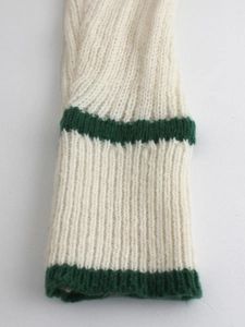 Chic knit contrast lapel button dress featuring elegant ribbed texture and green stripes
