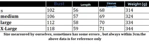 Detailed size chart for women's knit sweater showing bust and length in centimeters