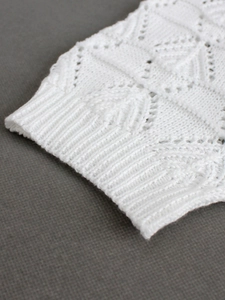 Short sleeve white hollow out pointelle knit cardigan for women beach vacation style