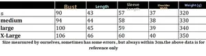 Detailed size chart for women high neck cropped knit sweater with measurements
