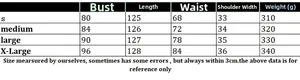 Detailed size chart with measurements for women's V-neck knit backless maxi dress