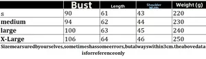 Guide des tailles pour gilet en maille avec mesures de la poitrine et de la longueur