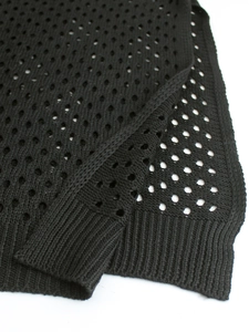 Women's knit V-neck backless dress featuring hollow-out details and side slit design