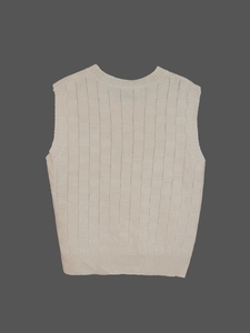Débardeur en maille crème minimaliste avec motif carré texturé et col rond