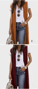 Gilet long sans manches pour femmes en rouille et bordeaux avec une coupe fluide