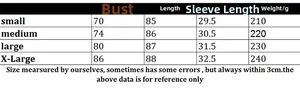 Size chart table for women's sleeveless knitted dress showing bust length and weight data