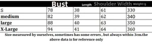 Detailed size chart for women's high neck cropped sweater including bust and length data