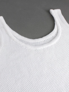 Elegant white knitted sleeveless tank top with high-quality cotton texture for women