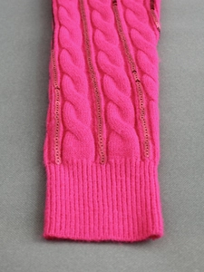 Pink cable knit sweater cardigan for women with shimmering sequin details and long sleeves