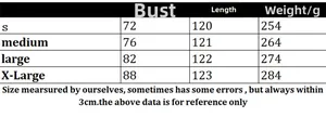 Detailed size chart for knitted camisole maxi dress with bust and length measurements