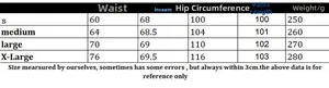 Size chart for women's knit pants with waist and inseam measurements in centimeters