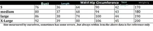 Size chart with bust, waist, and hip measurements for two-piece knit beach set