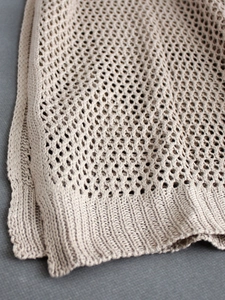Beige knit crochet maxi dress with hollow out mesh pattern for summer beach cover-up