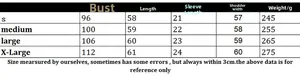 Detailed size chart for V-neck cropped cardigan from S to XL with accurate measurements